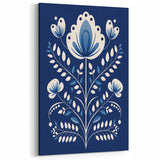 Minimalist Scandinavian Wall Art | Nordic Floral Print in Blue & White