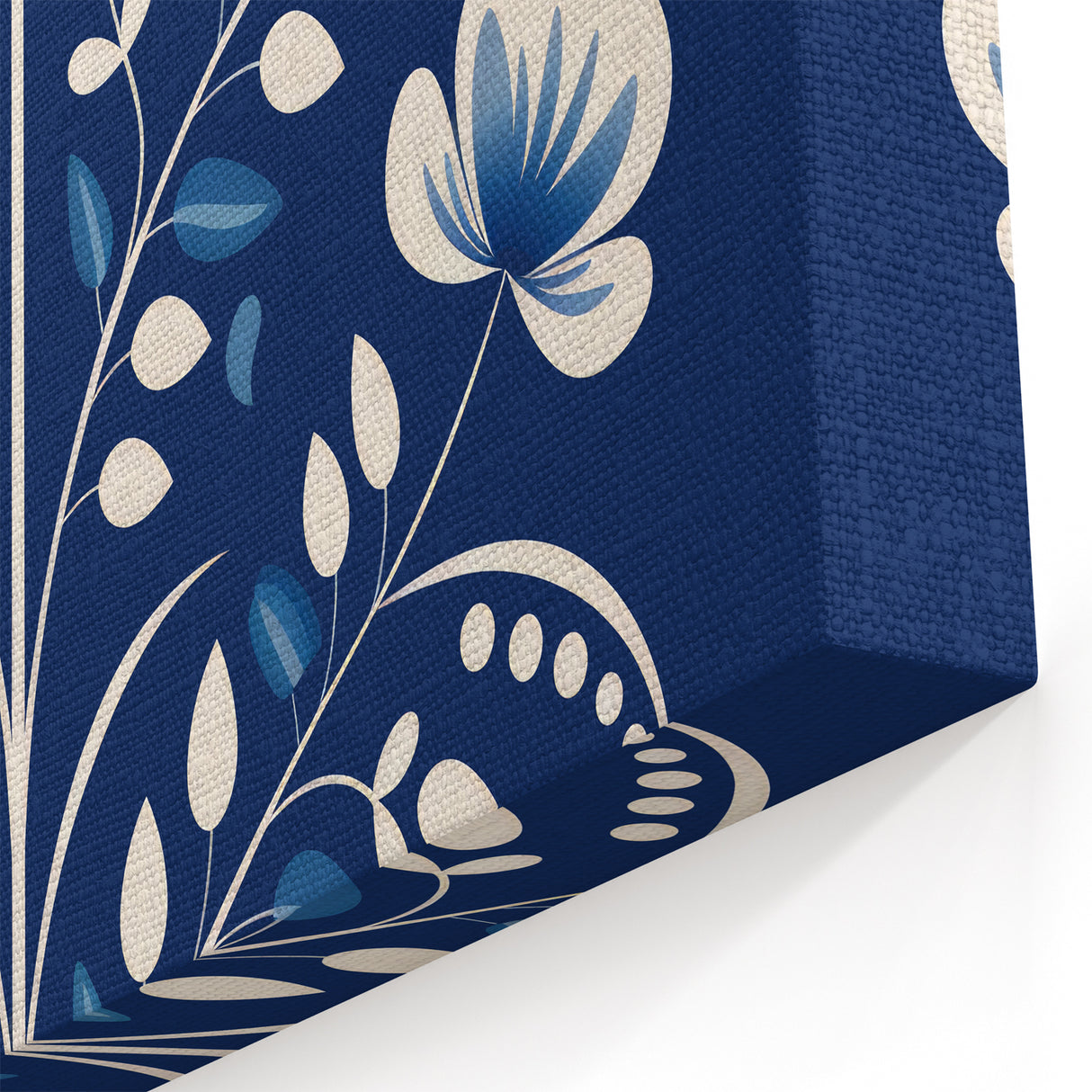 Minimalist Scandinavian Wall Art | Nordic Floral Print in Blue & White