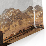 Rustic Wall Art - Wild Horse in Mountain Landscape for Farmhouse Decor