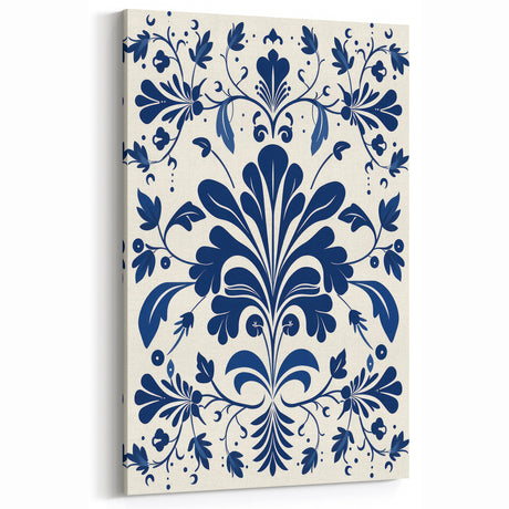 Scandinavian-Inspired Floral Wall Art | Navy Blue Nordic Minimalist Print