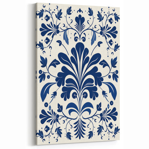 Scandinavian-Inspired Floral Wall Art | Navy Blue Nordic Minimalist Print