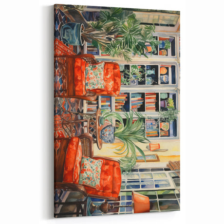 Vibrant Electric Reading Nook Art – Modern Electric Wall Art Canvas