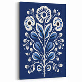 Nordic Minimalist Floral Art | Blue and White Scandinavian Wall Decor