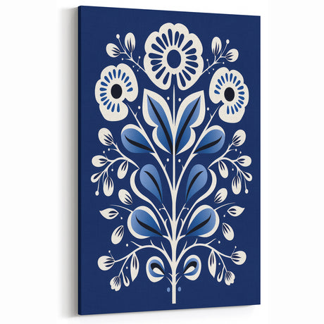 Nordic Minimalist Floral Art | Blue and White Scandinavian Wall Decor