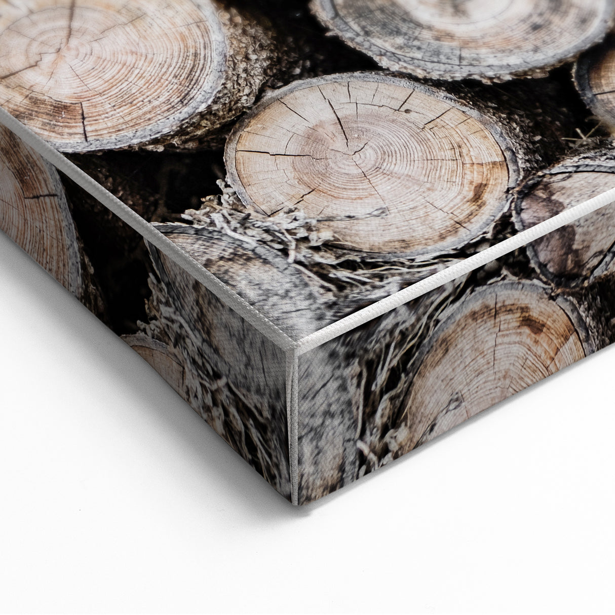 Rustic Wall Art - Stacked Firewood Close-Up for Cozy Farmhouse Decor
