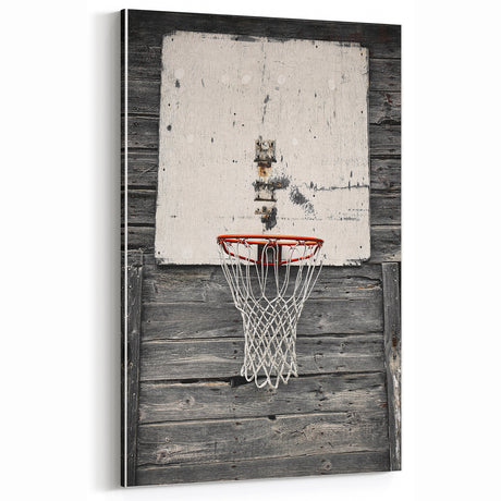Rustic Wall Art - Weathered Basketball Hoop for Vintage Farmhouse Decor