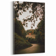 Rustic Landscape Art - Serene Country Road with Distant Red Barn