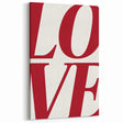 Electric Wall Art: Bold LOVE Typography in Vibrant Red for Modern Decor