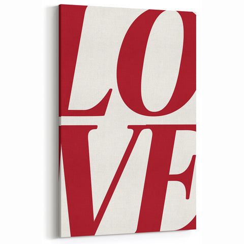Electric Wall Art: Bold LOVE Typography in Vibrant Red for Modern Decor