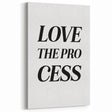 Electric Wall Art: Bold 'Love the Process' Typography for Modern Spaces