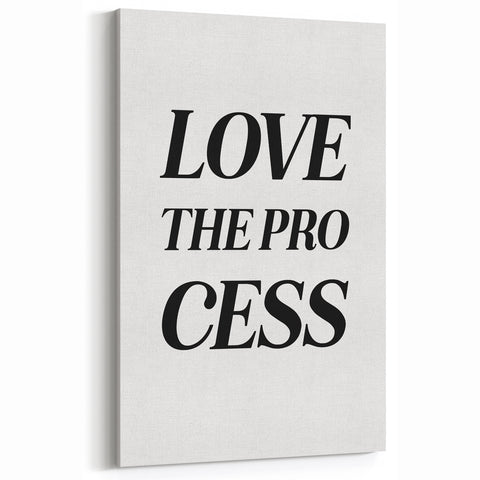 Electric Wall Art: Bold 'Love the Process' Typography for Modern Spaces