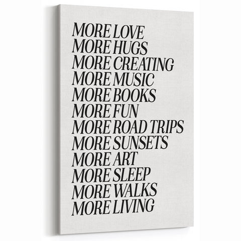 Electric Wall Art: Inspiring 'More Love, More Living' Typography Print