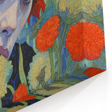 Electric Wall Art: Red-Haired Woman with Flowers Vibrant Art Print