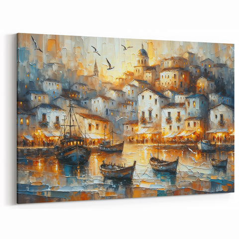 Seaside Village Coastal Wall Art – Nautical Decor for Home Interiors
