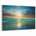 Beach-Themed Art – Sunlit Ocean Waves Coastal Wall Art for Nautical Décor