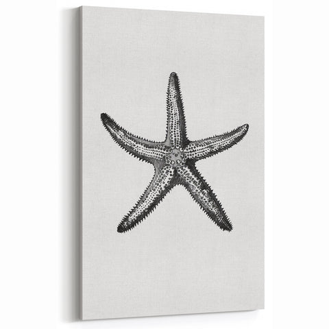 Black & White Starfish Coastal Wall Art - Nautical Decor Ocean Art Print