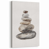 Neutral Coastal Rock Stack Wall Art - Beach-Themed Seaside Artwork