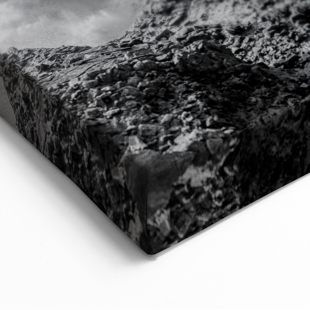 Coastal Wall Art - Black and White Ocean Waves on Rocky Shoreline Print