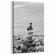 Coastal Wall Art - Black and White Stacked Stones Beach-Themed Print
