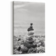 Coastal Wall Art - Black and White Stacked Stones Beach-Themed Print