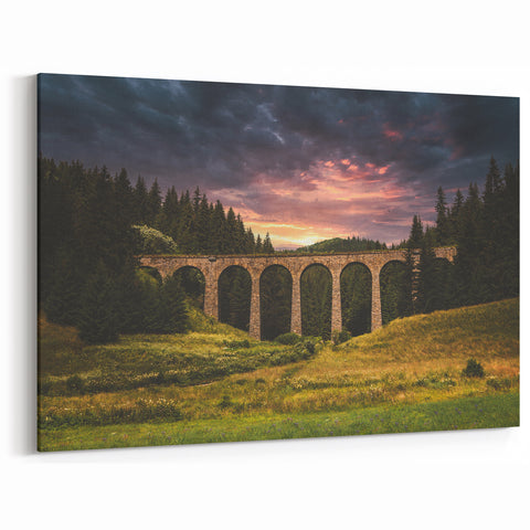 Slovakia Canvas Prints – Historic Bridge at Sunset Slovakia Scenic Art