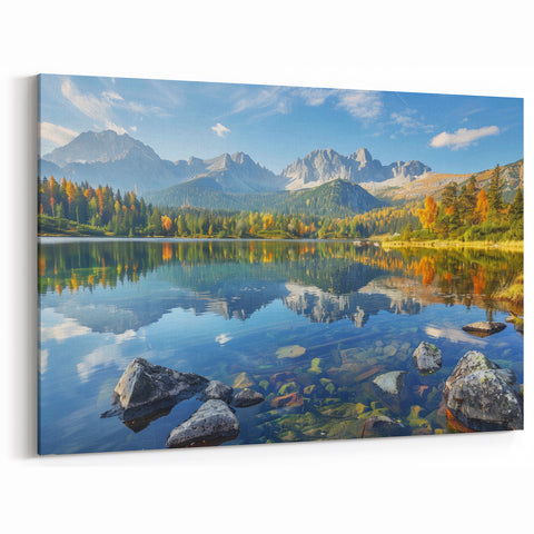 Slovakia Landscape Art – Serene Mountain Lake Reflections Slovakia Prints