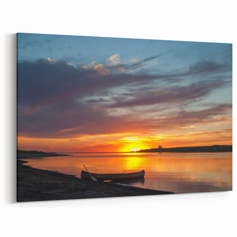North Dakota Sunset Canoe - Scenic Art Prints & Theodore Roosevelt Park Art