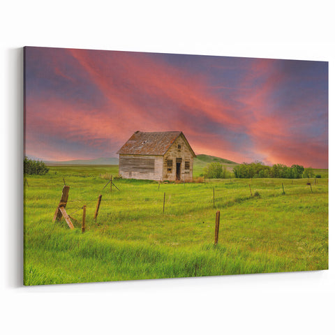 Rustic Barn at Sunset - North Dakota Scenic Art and Canvas Prints