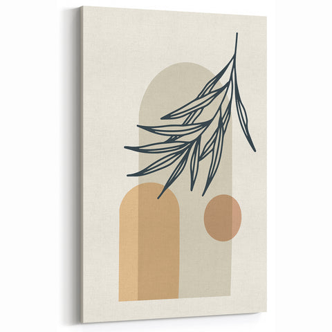 Boho Leaf Arch Wall Art | Minimalist Botanical Print for Cozy Spaces