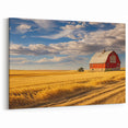 Red Barn in Golden Wheat Fields - North Dakota Scenic Art & Canvas Prints