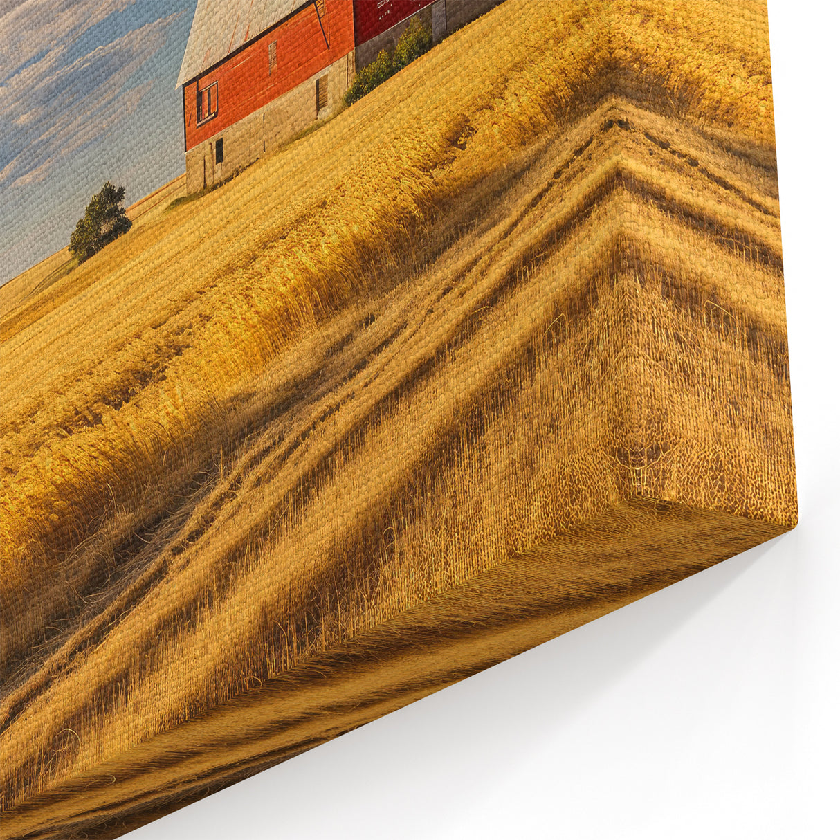 Red Barn in Golden Wheat Fields - North Dakota Scenic Art & Canvas Prints