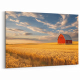 Golden Wheat Fields and Red Barn - North Dakota Landscape Wall Art