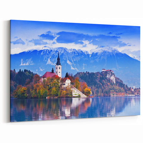 Slovenia Wall Art - Scenic Lake Bled Landscape Canvas