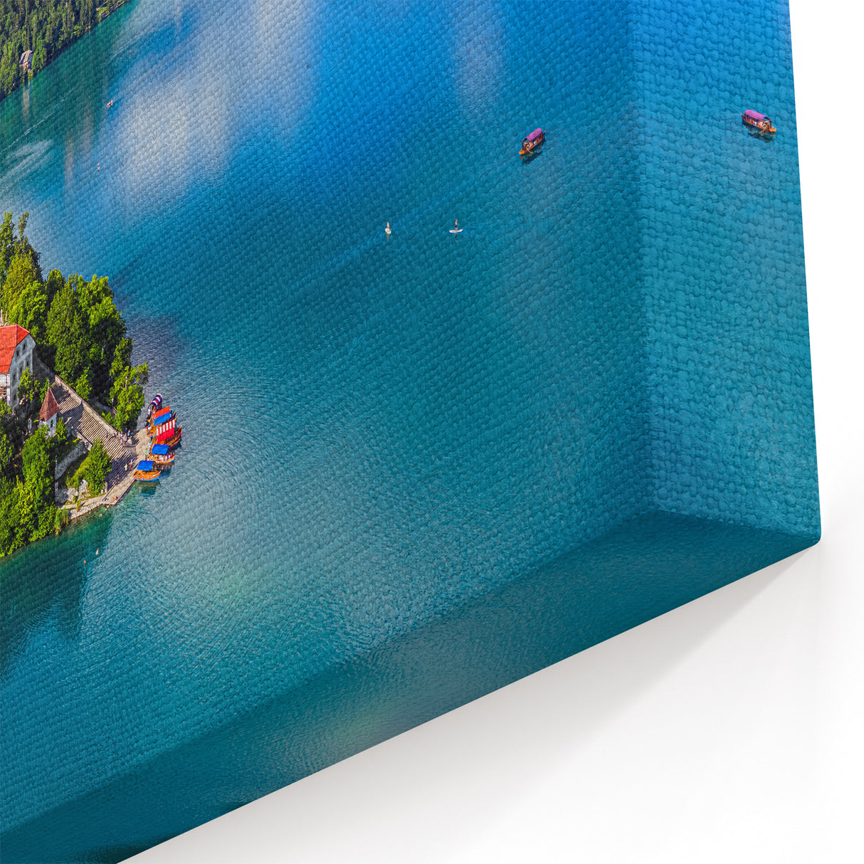 Slovenia Scenery Canvas - Lake Bled Island Aerial View Art
