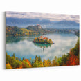Slovenia Art Prints - Autumn Lake Bled Reflection Canvas