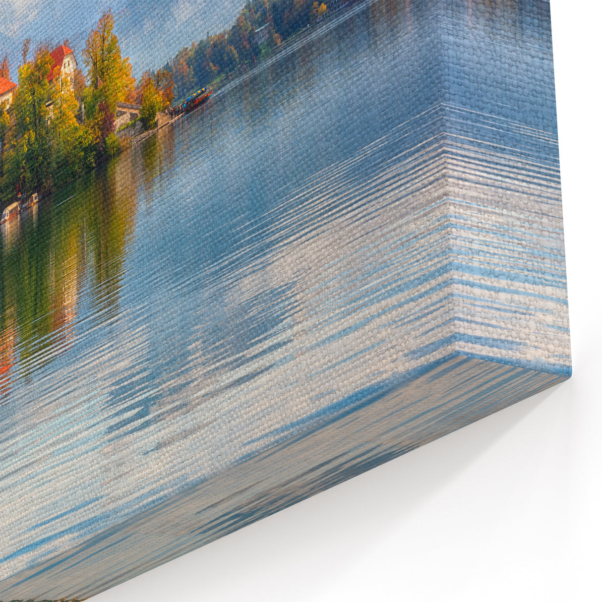 Slovenia Scenery Canvas - Lake Bled Autumn Reflection Art