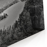 European Scenery Wall Art - Black and White Lake Bled Canvas