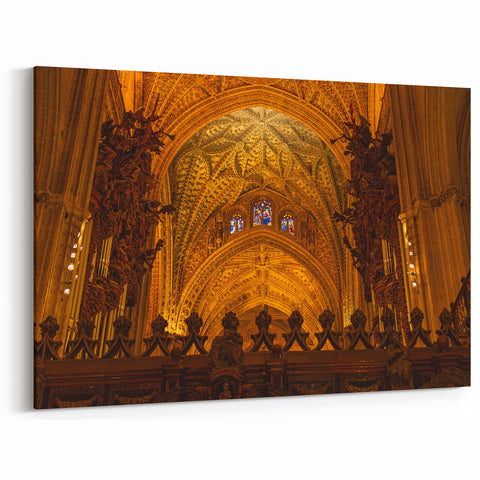 Andalucía Canvas Prints - Ornate Cathedral Ceiling and Stained Glass