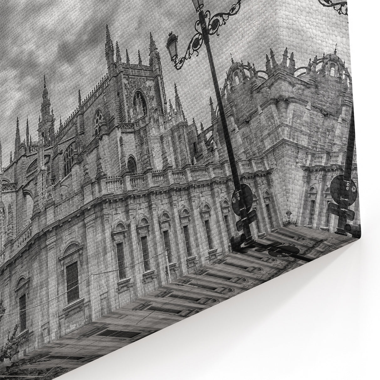 Andalucía Cityscape Art - Gothic Cathedral in Black and White