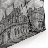 Andalucía Cityscape Art - Gothic Cathedral in Black and White