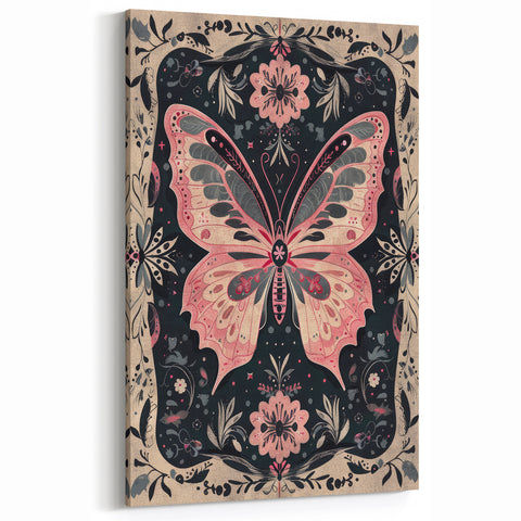 Scandinavian Wall Decor | Nordic Butterfly Art Print in Pink and Gray