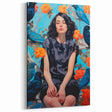 Maximalist Wall Art - Bold Eclectic Portrait with Birds - Vibrant Decor Piece