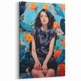 Maximalist Wall Art - Bold Eclectic Portrait with Birds - Vibrant Decor Piece