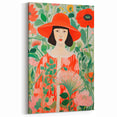 Maximalist Wall Art - Bold Floral Portrait with Red Hat - Vibrant Decor