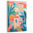 Maximalist Wall Art - Bold Tropical Houses Scene - Vibrant Decor Piece