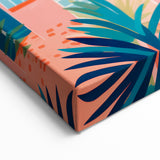 Maximalist Wall Art - Bold Tropical Houses Scene - Vibrant Decor Piece