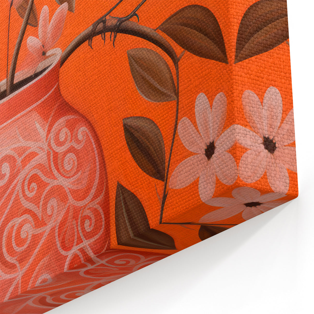 Maximalist Wall Art - Bold Floral Birds Scene - Vibrant Eclectic Decor
