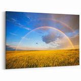 Ukraine Landscape Art – Rainbow Over Golden Field Canvas Print