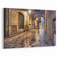 Barcelona Cityscape Art - Historic Street Scene Framed Canvas Print