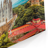 Scenic Barcelona Artwork - Mountain View with Iconic Cathedral Print